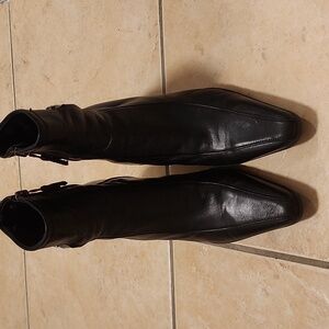Vintage Prada Linea Rossa Y2k black leather kitten heel ankle boots